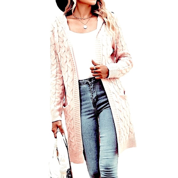 NWT Women’s Cardigan Sweater, Open Front, Beige, - Picture 2 of 15